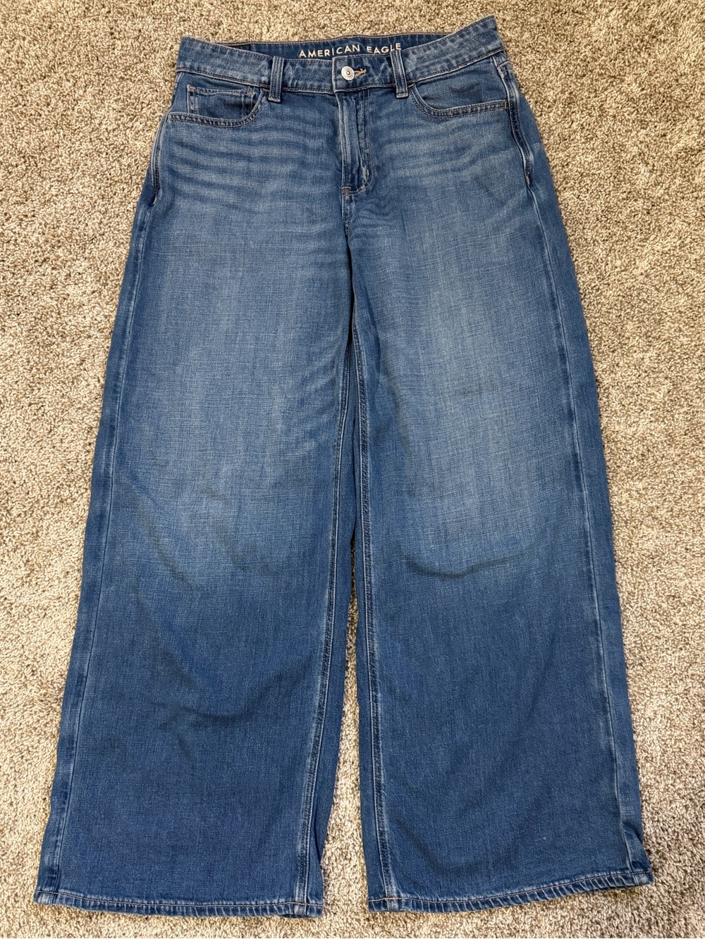 American Eagle Outfitters Wide-Leg Jeans in Medium Blue Wash